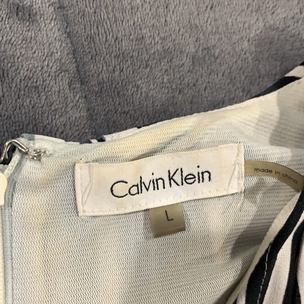 Calvin Klein Monochrome Striped Midi Dress - Picture 3 of 7